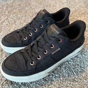 Skechers Black and White slip-in arch fit sneakers